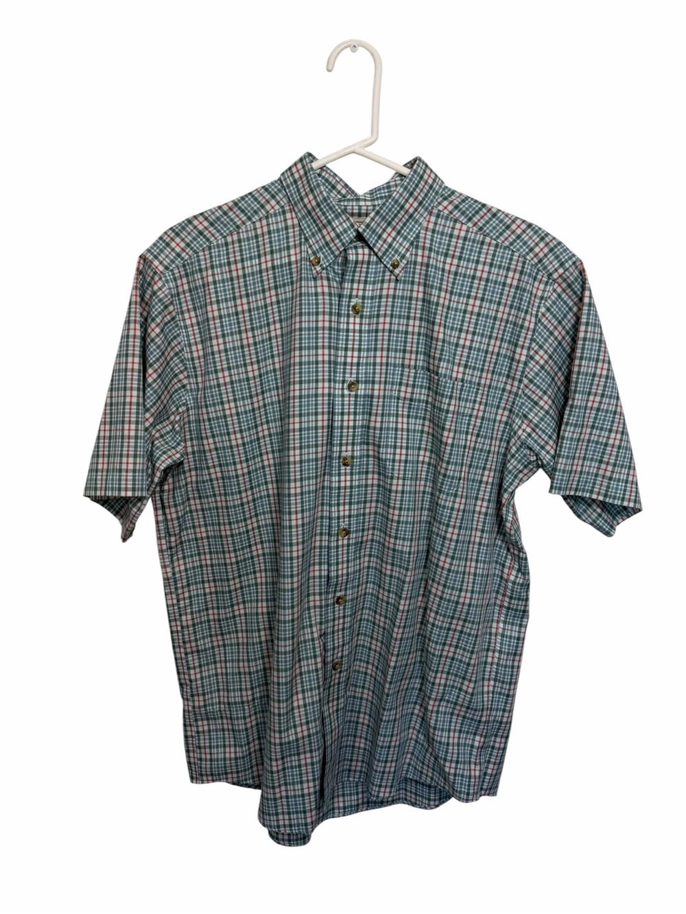 L.L. Bean Men's Traditional Fit Short Sleeve Button-Down Plaid Shirt, M - Picture 2 of 6